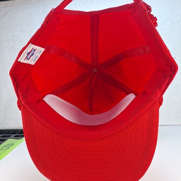 Vintage Larson The Storm Door Company Rope Hat Cap Red Zip-Back 90s - Picture 6 of 8